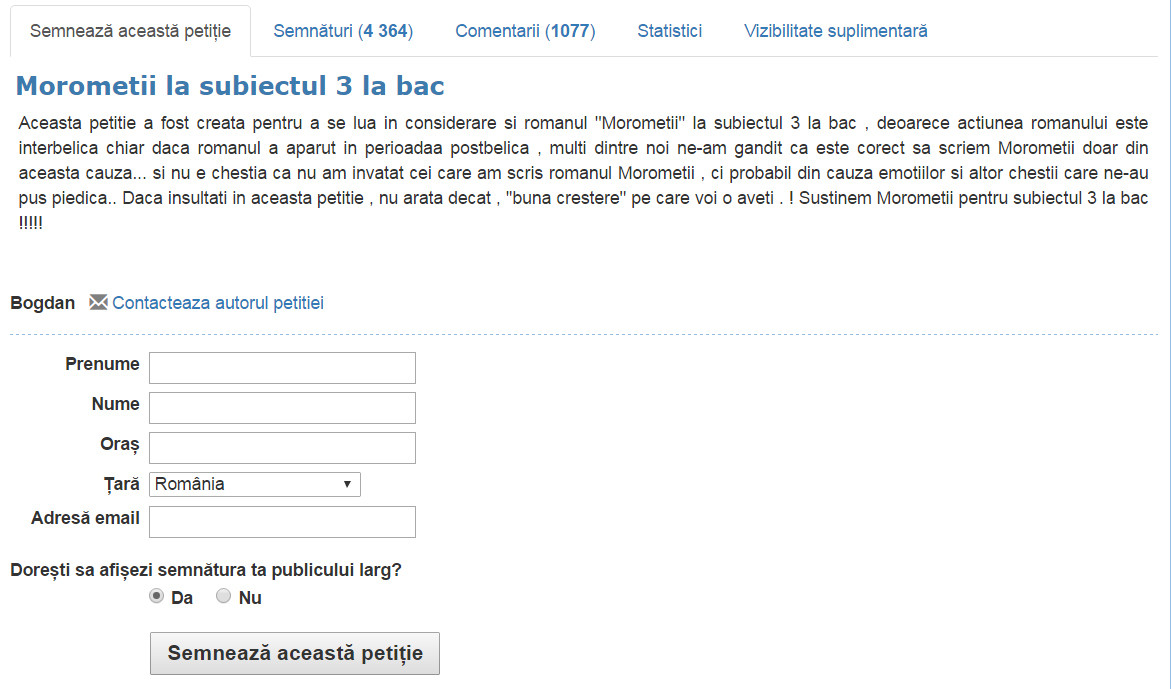 petitie online morometii