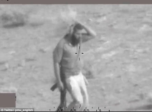 Gestul hilar al unui jihadist, care incerca sa se ascunda de elicopterele irakiene: si-a pus iarba in cap. FOTO