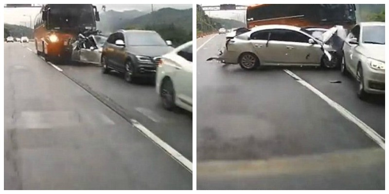 Accident infiorator in Coreea de Sud. Patru oameni au murit dupa ce un autobuz a strivit mai multe masini. VIDEO