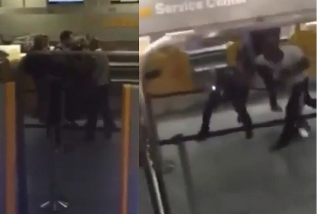 Imagini incredibile, filmate pe aeroportul din Frankfurt. Motivul pentru care un rapper s-a luat la bataie cu politistii