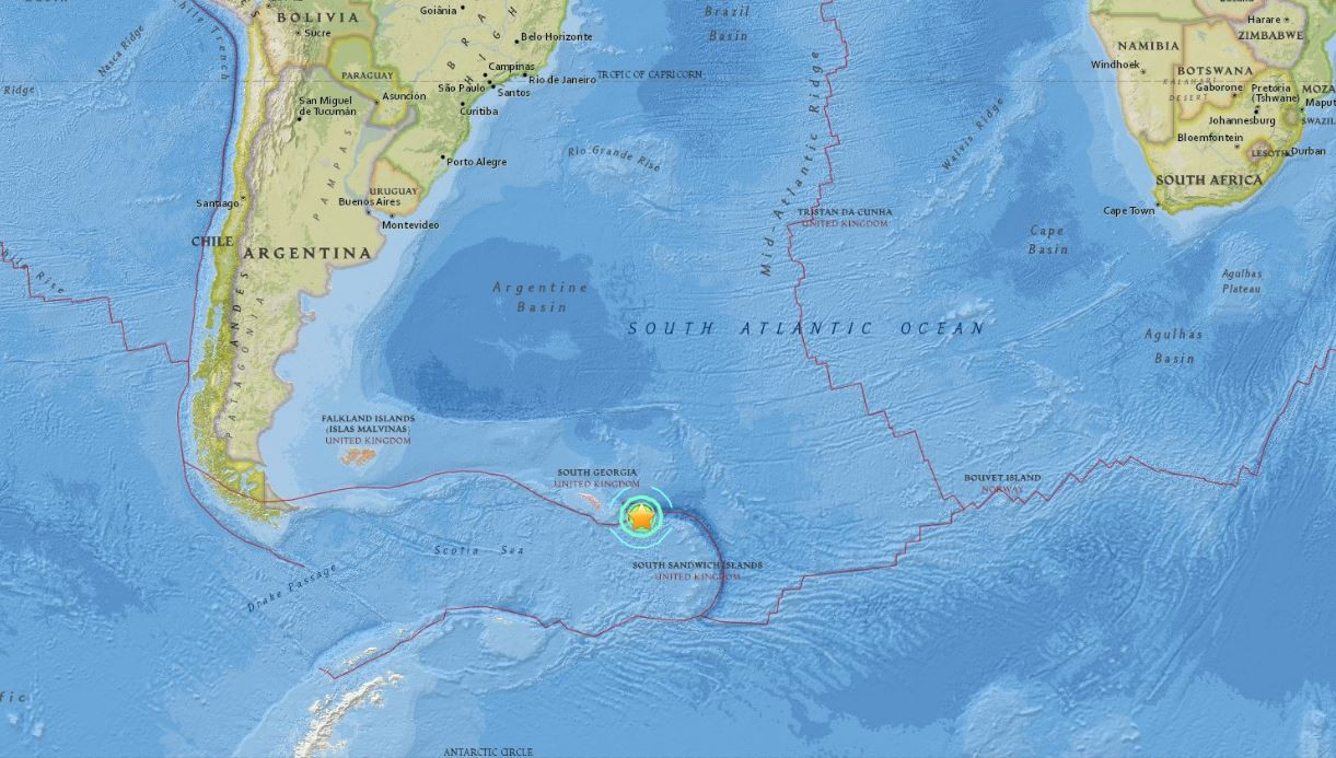 Cutremur cu magnitudinea de 7,4, in oceanul Atlantic. Seismul s-a produs in preajma insulelor Georgia de Sud