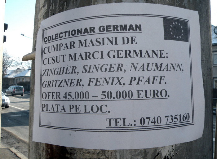 "Cumpar masini de cusut germane", anuntul inselator care apare pe strazi. Cum sunt pacaliti oamenii cu mii de euro