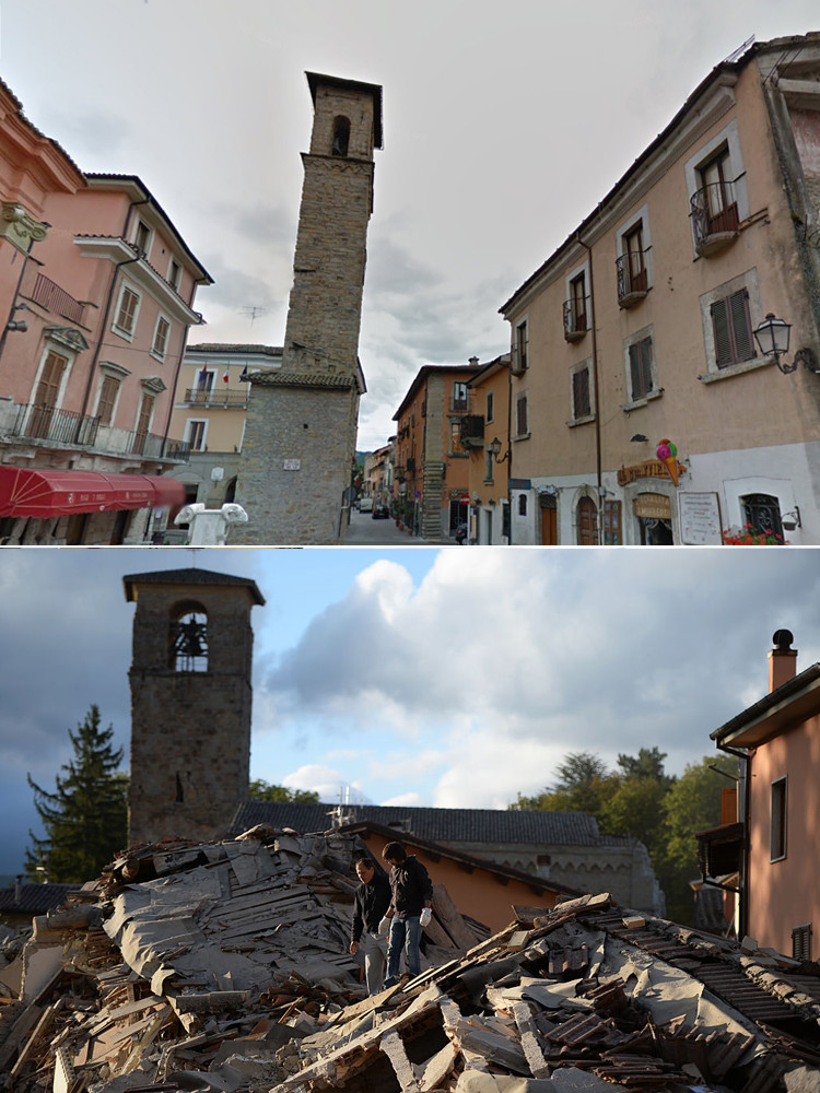 Amatrice inainte si dupa cutremur