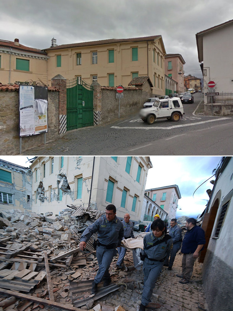 Amatrice inainte si dupa cutremur