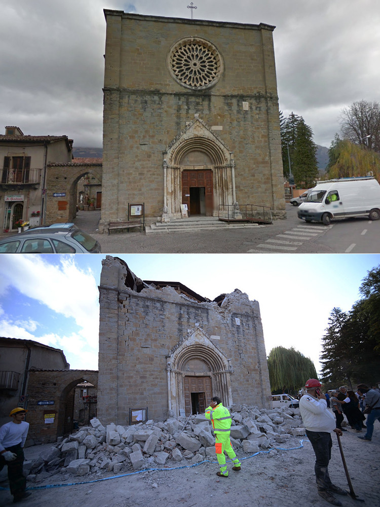 Amatrice inainte si dupa cutremur