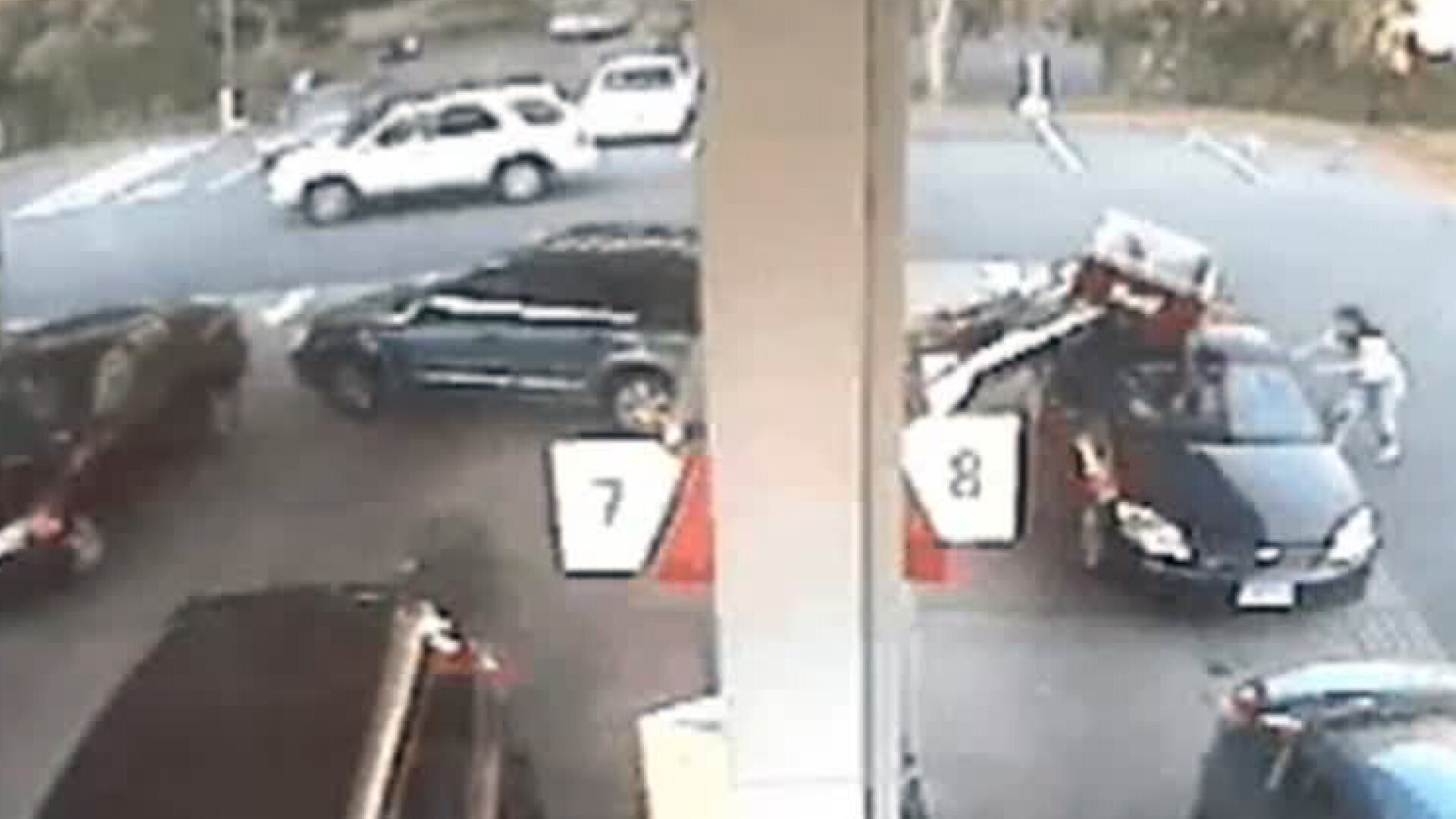 Un sofer de 70 de ani a fost la un pas sa ucida doi copii intr-o benzinarie din SUA. Doua masini au ars complet