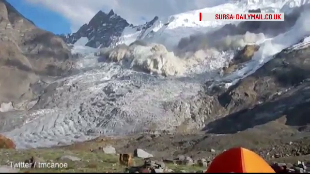 Imagini incredibile au fost suprinse in India de o echipa de cercetatori. O avalansa s-a produs chiar in fata lor. VIDEO