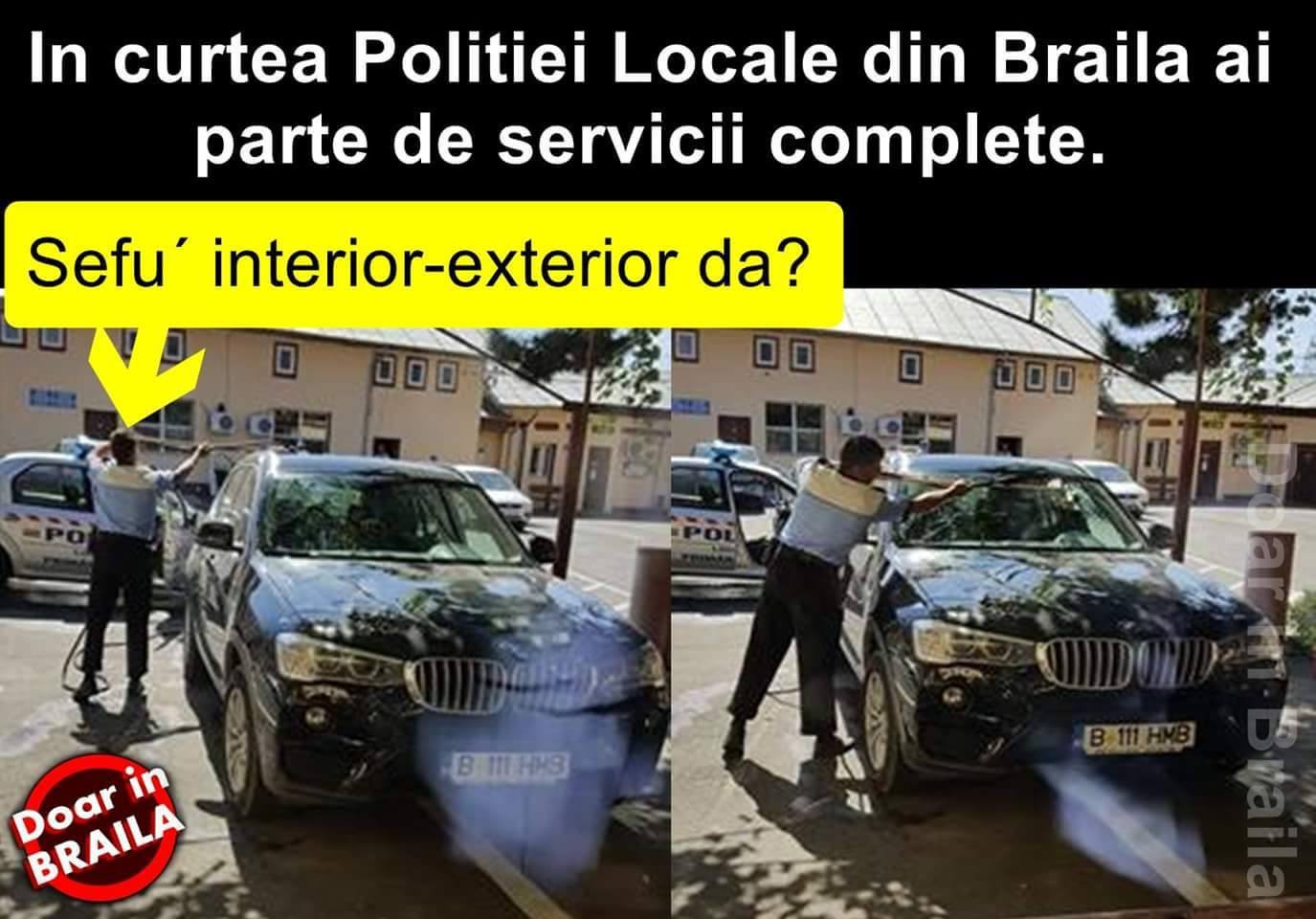Ancheta interna la Politia Locala Braila. Un politist, pozat in timp ce spala masina care apartine directorului adjunct