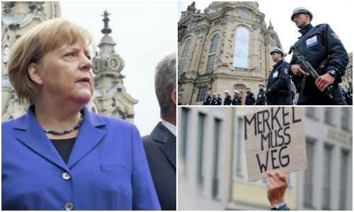 Angela Merkel, huiduita si insultata de membri PEGIDA la Dresda: "Cine tradeaza Germania trebuie sa plece!" VIDEO