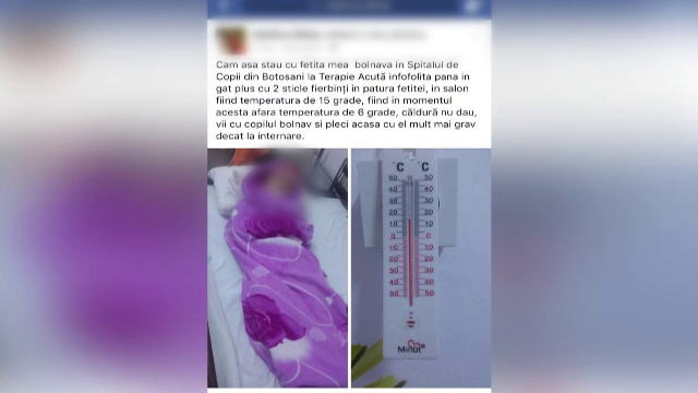 Masurile luate de conducerea Spitalului de Copii din Botosani, dupa ce o mama a aratat pe Facebook in ce conditii se sta