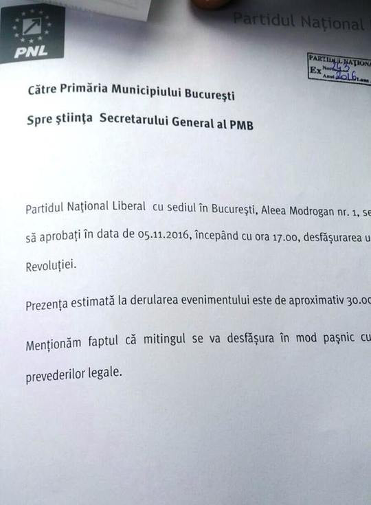 PNL ii cere primarului general al Capitalei Gabriela Firea sa autorizeze organizarea unui miting pe 5 noiembrie