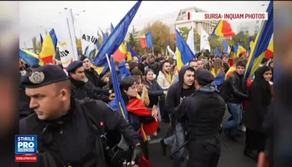 Jandarmii care ar fi intrat in conflict cu unionistii, la mitingul de sambata, cercetati de MAI. Cercetam imaginile