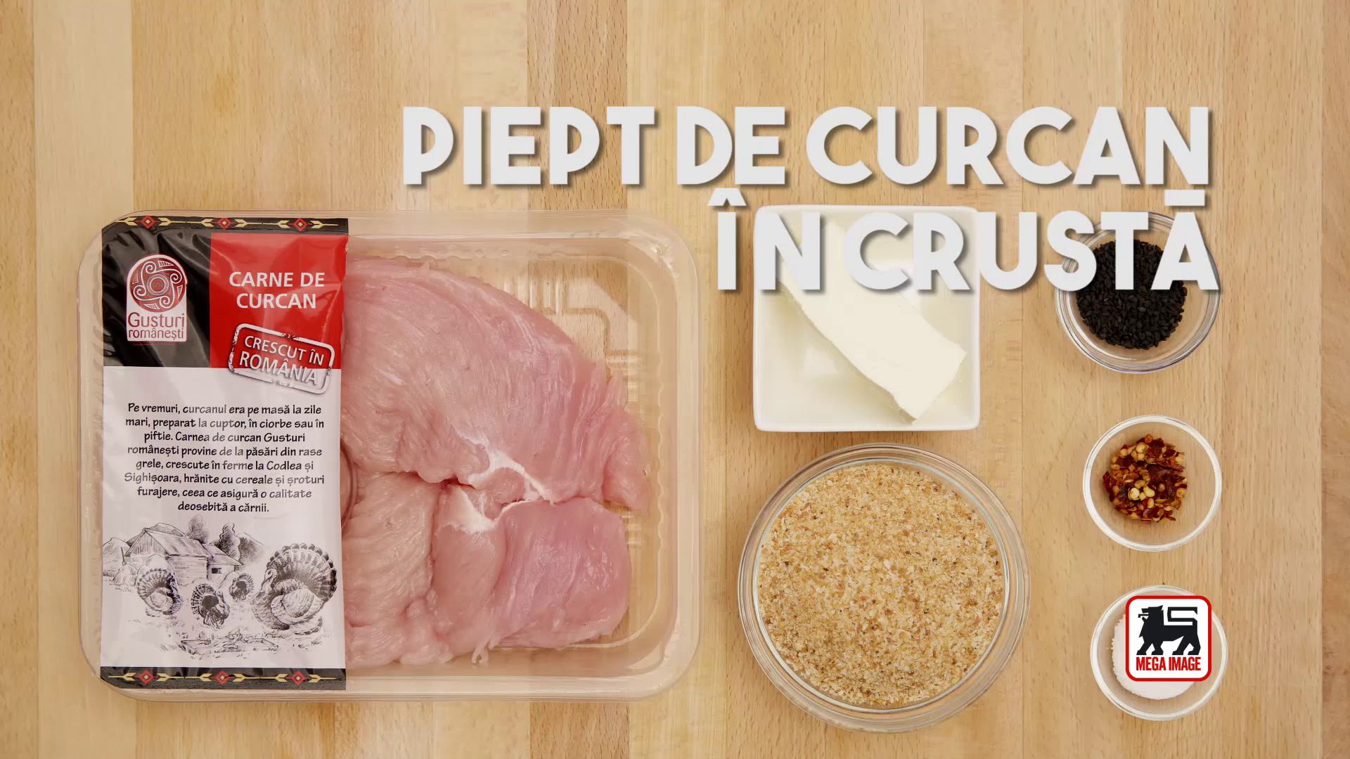 Piept de curcan in crusta. Retata completa