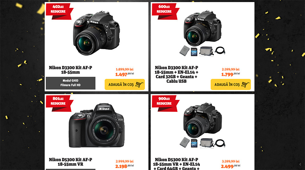 Aparate, obiective si accesorii Nikon la preturi bune de Black Friday