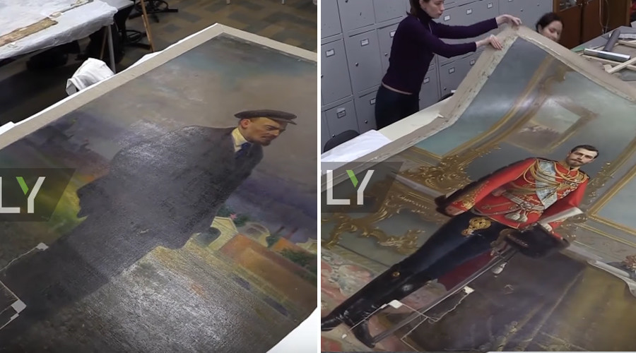 Descoperirea facuta de rusi in spatele unui tablou cu Lenin: A stat ascuns aproape 100 de ani. Artistul a riscat enorm. VIDEO