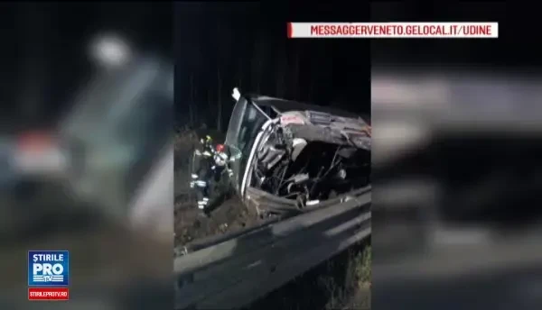 Autocar romanesc rasturnat in Italia, opt persoane au fost ranite. Ambasada: Pasagerii au fost preluati de un alt autocar