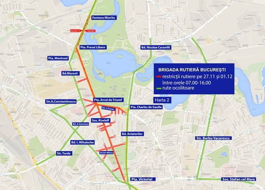 Circulatie restrictionata in Capitala pentru parada de Ziua Nationala. Cum puteti sa ajungeti mai usor la eveniment. HARTA