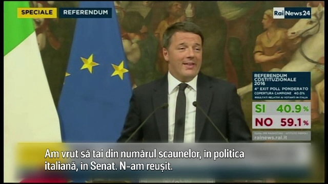 Presedintele Italiei i-a cerut premierului Renzi sa-si amane demisia pana ce Parlamentul va vota bugetul pe 2017