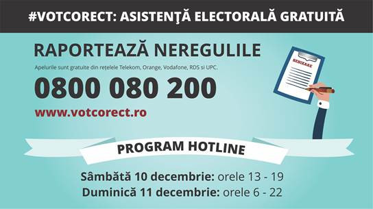 "Call center" pentru reclamarea neregulilor la alegerile parlamentare 2016. Platforma de informare pe VotCorect.ro