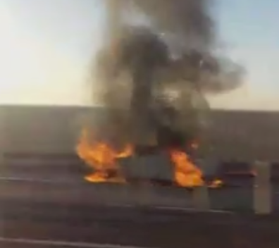 Masina in flacari pe A2 in marti dimineata. Un martor a filmat scenele