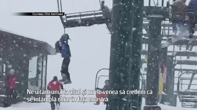 Un baiat a cazut din telescaun si a ramas agatat din cauza unei bretele a rucsacului. Ce a facut dupa ce a ramas suspendat