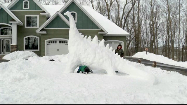 Un barbat i-a construit un dinozaur din zapada copilului sau care i-a cerut o iguana ca animal de companie. Cand o va primi