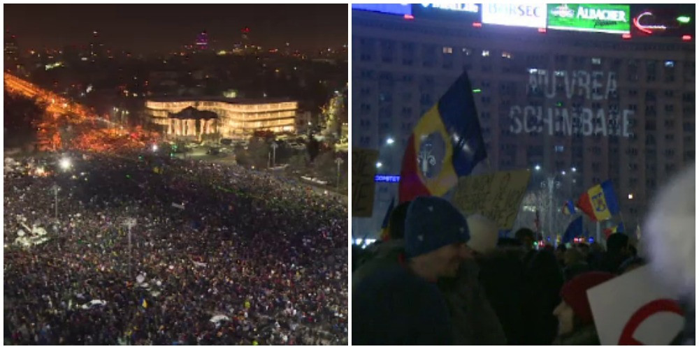 "Am facut istorie! N-am iesit degeaba!" Manifestatie cu 170000 de oameni, in Capitala. FILMUL celei de-a cincea zi de protest