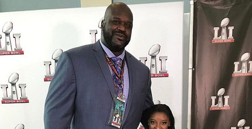 Shaquille O'Neal si Simone Biles in aceeasi fotografie. Una dintre pozele inceputului de an :)