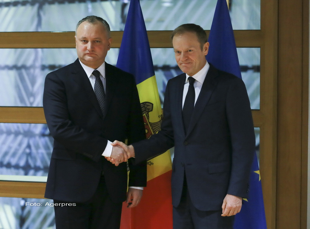 Dodon, dupa intrevederea cu Tusk: Am propus negocieri trilaterale UE, Republica Moldova, Federatia Rusa