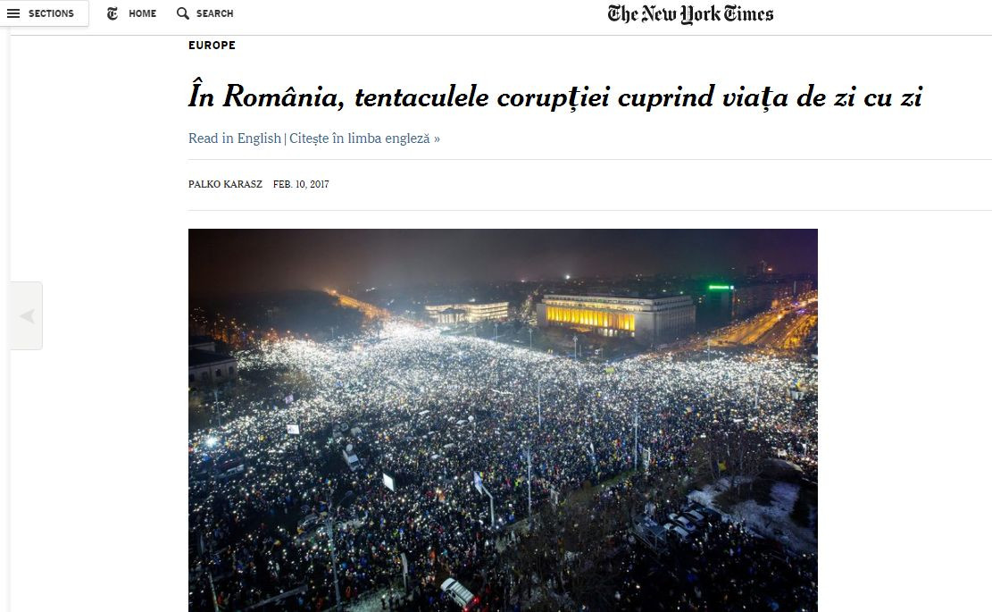 Articol in limba romana pe site-ul New York Times. Marturiile romanilor care au fost nevoiti sa dea spaga