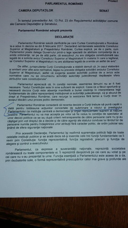 document propus de Calin Popescu Tariceanu