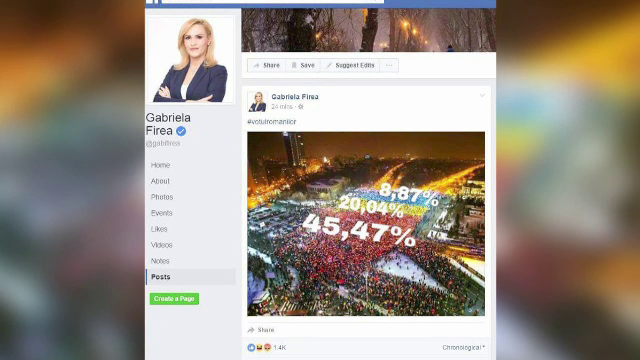 Gabriela Firea, Facebook