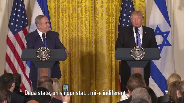Trump, despre conflictul din Orientul Mijlociu: "Doua state, un singur stat, mi-e indiferent". Ce a spus premierul israelian