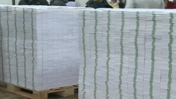 Un artist din Republica Moldova a organizat o expozitie cu 10 baloti de bani falsi, ca sa arate cat s-a furat. VIDEO