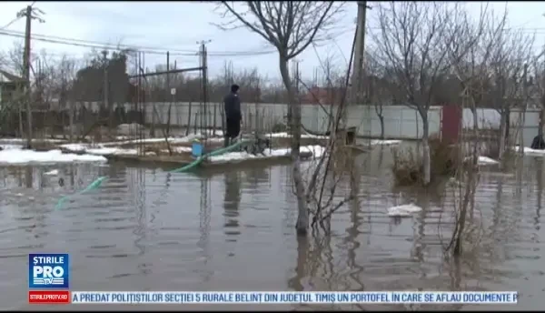 Temperaturile ridicare au topit brusc zapada si au inundat o localitate din Vrancea: pagube importante si peisaj deprimant