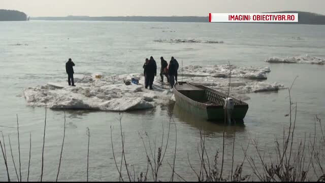 Cativa barbati din Braila au trait o aventura periculoasa: au facut un gratar pe un sloi de gheata care plutea pe Dunare