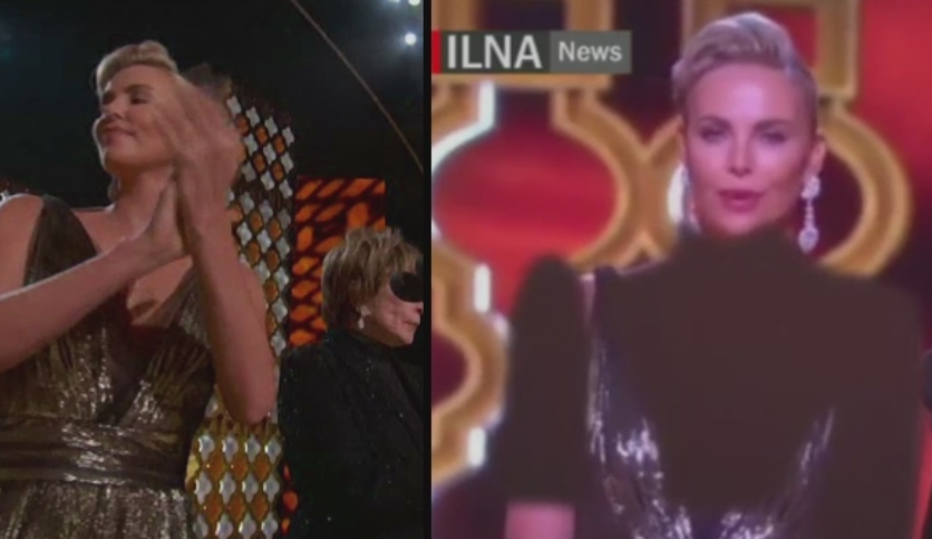 Charlize Theron, "imbracata" in jurnalele din Iran despre Oscaruri, din cauza decolteului generos