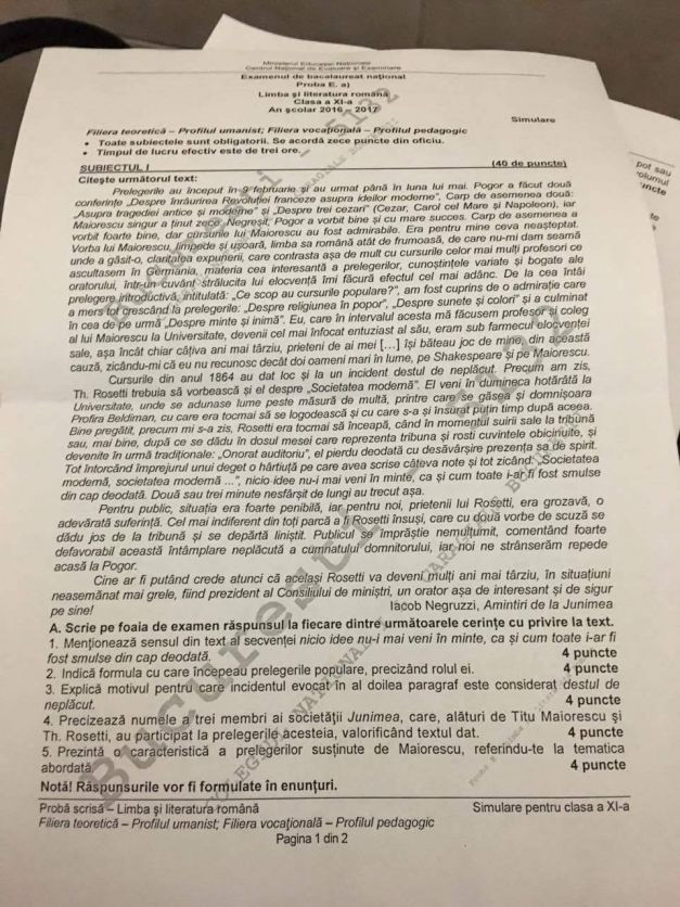 simulare bac 11 pedagogic