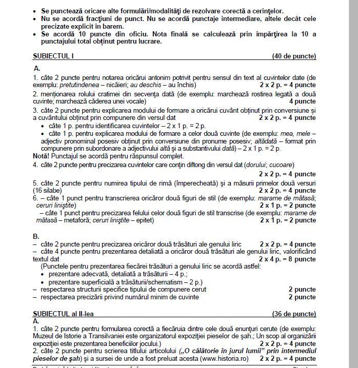 Barem Evaluare Nationala