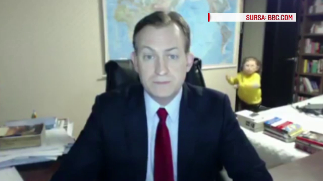 De ce nu a putut sa se ridice de pe scaun tatal al carui interviu la postul BBC a fost intrerupt de cei doi copii