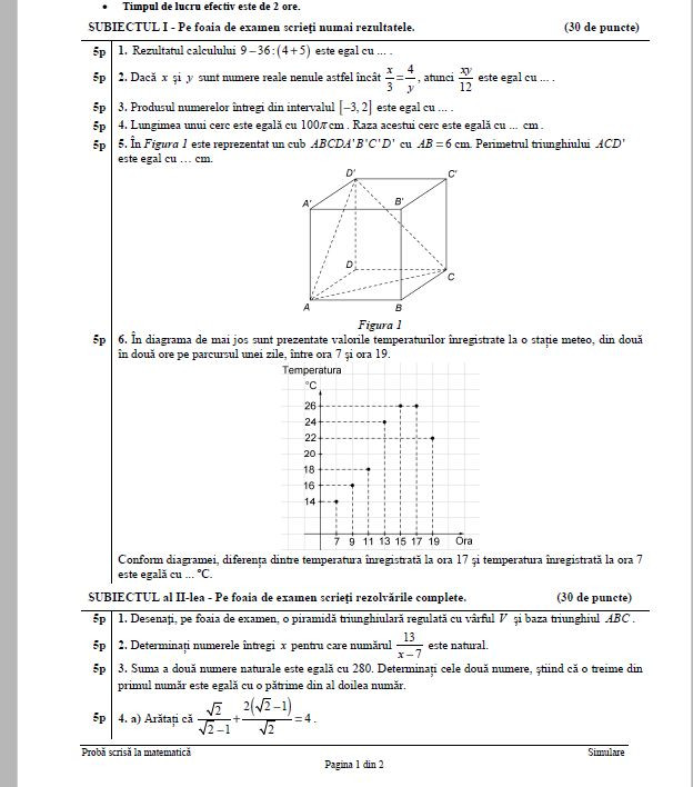 Evaluare Nationala 2017 matematica