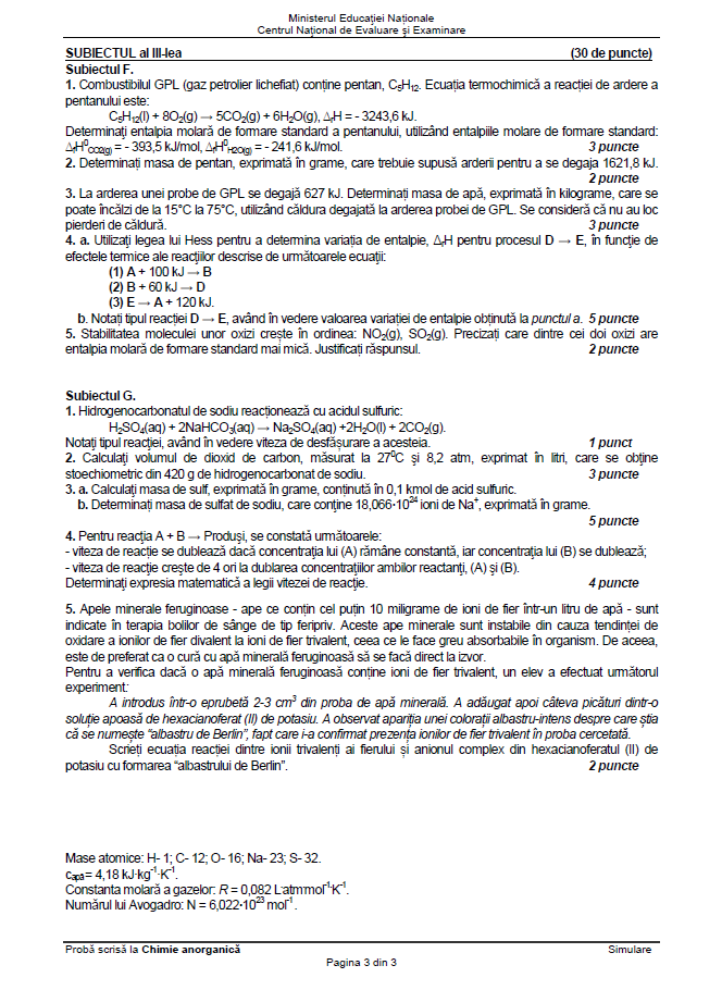 subiecte chimie anorganica