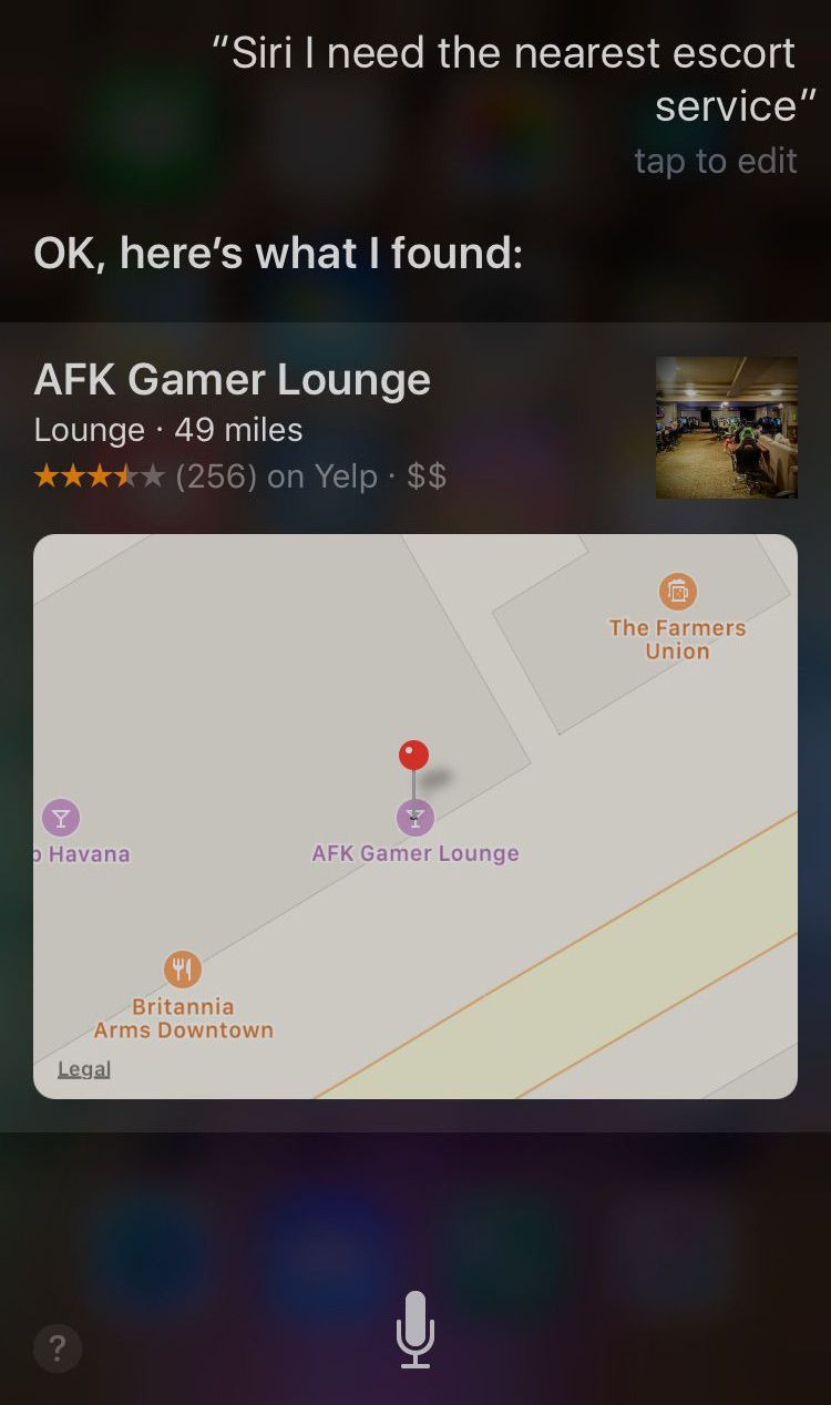 Catre ce loc bizar te directioneaza aplicatia Siri atunci cand cauti cele mai apropiate prostituate, in Canada. FOTO