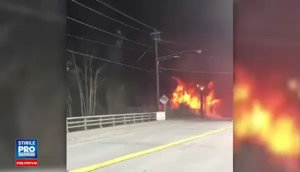 Incendiu urias pe o autostrada din sudul Statelor Unite. O bucata din sosea s-a prabusit