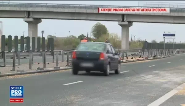 Scene terifiante surprinse pe A1: un angajat de la Drumuri a murit dupa ce 3 masini s-au izbit in lant. Ce au vazut martorii