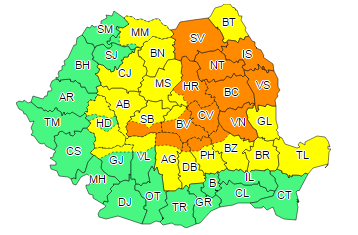 Cod Portocaliu de ninsori pana vineri, vantul va depasi 80 de km/h la munte. Zapada a atins 50 cm in Gorj