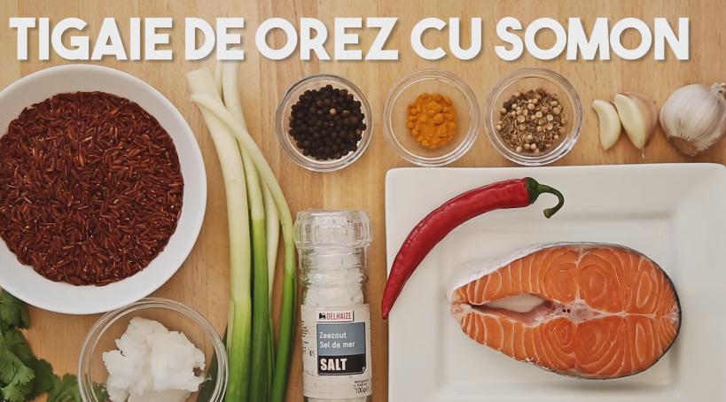 Tigaie de orez cu somon
