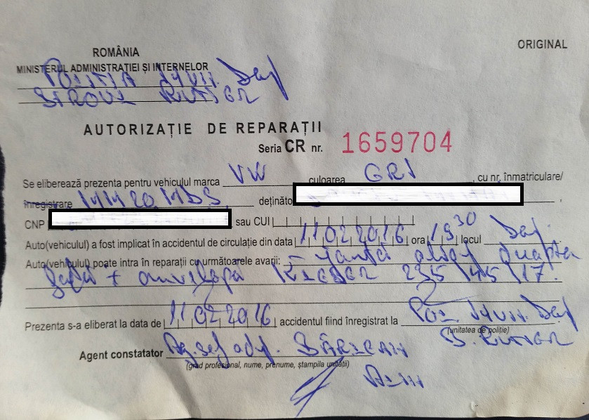 autorizatie reperatii