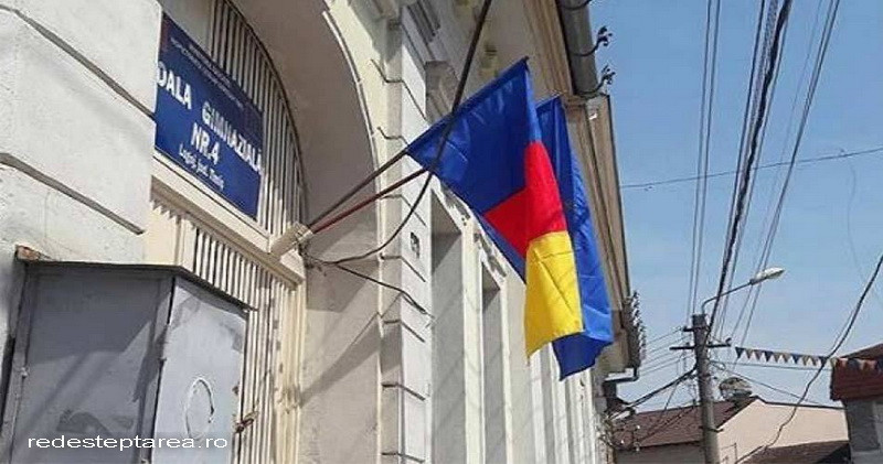 O scoala din Lugoj a arborat tricolorul gresit. "Nimeni nu a observat ca am vopsit poarta și am montat jardiniere"