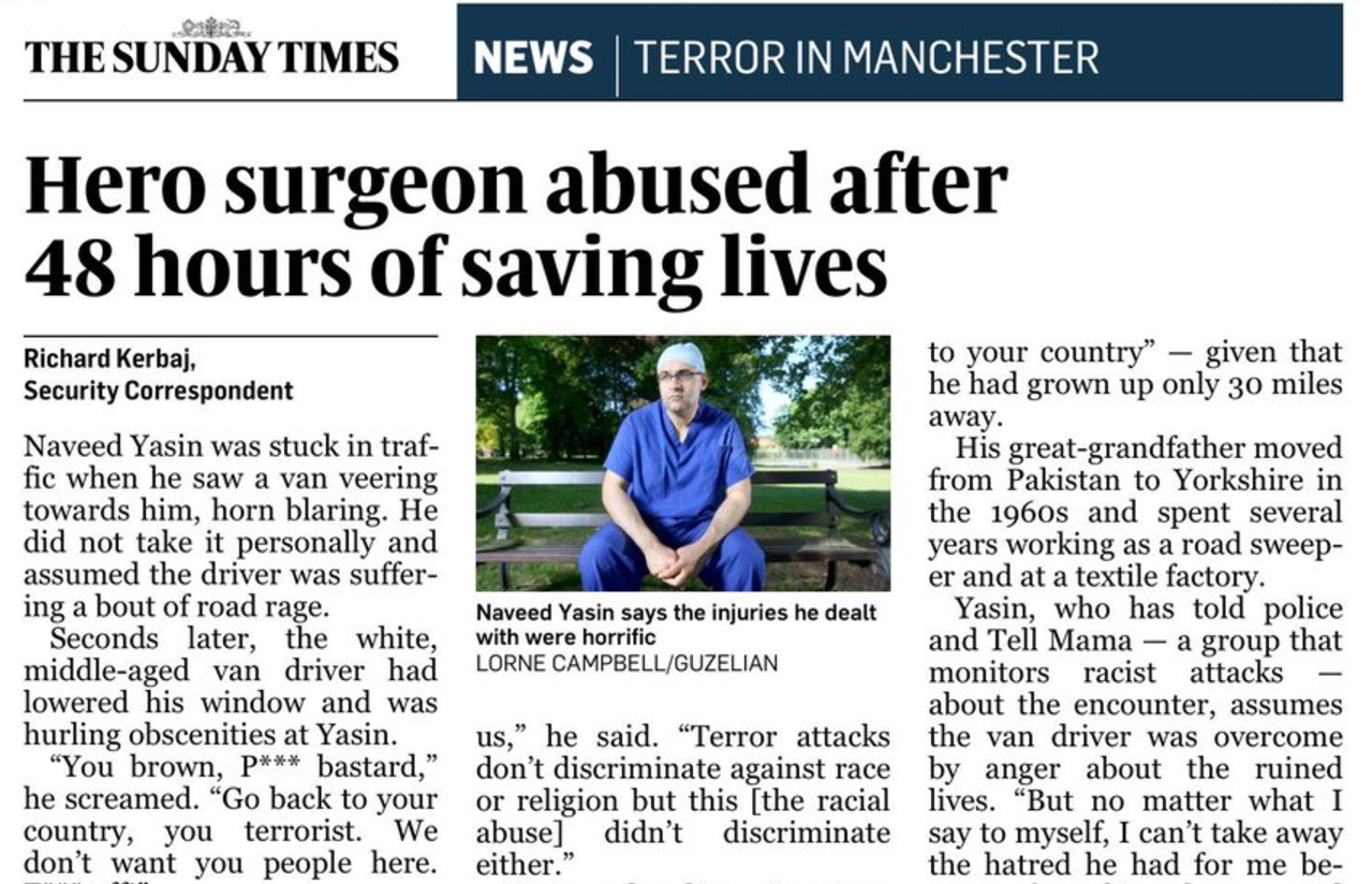 Medic musulman, abuzat pe strada dupa ce a tratat victimele atacului din Manchester: "Intoarce-te in tara ta, teroristule!"